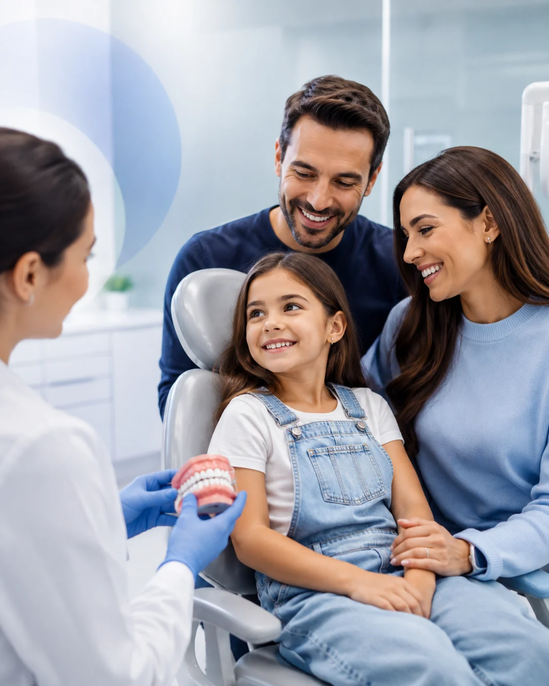 Familia recibiendo orientación odontológica